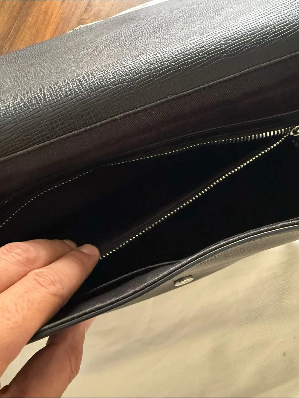 Salvatore Ferragamo Black Textured Leather Messenger Bag
